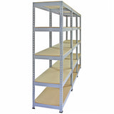 Graue Metallregaleinheit mit sechs stabilen Regalböden, 90 x 50 x 180 cm, ideal für Lagerung und Organisation in Wohn- oder Arbeitsräumen