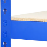 Blaue Metallregale mit stabilen Regalböden aus Holz, ideal für Lagerung und Organisation, Maße 120 x 50 x 180 cm, robust und langlebig