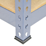 Graues Metallregal mit stabilen, perforierten Stützpfosten und einer robusten MDF-Platte, ideal für Lagerung und Organisation in verschiedenen Räumen
