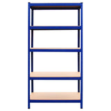 Blaue Metallregaleinheit mit vier stabilen Regalböden, ideal für Lagerung und Organisation, Maße 90 cm x 45 cm x 180 cm, robust und langlebig