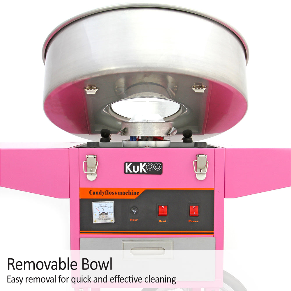 KuKoo Rosa Zuckerwattemaschine & Wagen