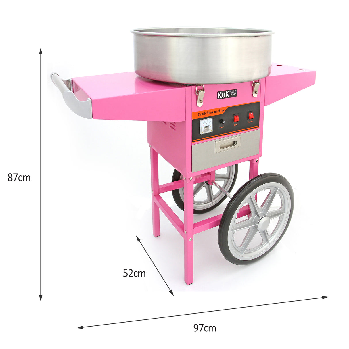 KuKoo Rosa Zuckerwattemaschine & Wagen