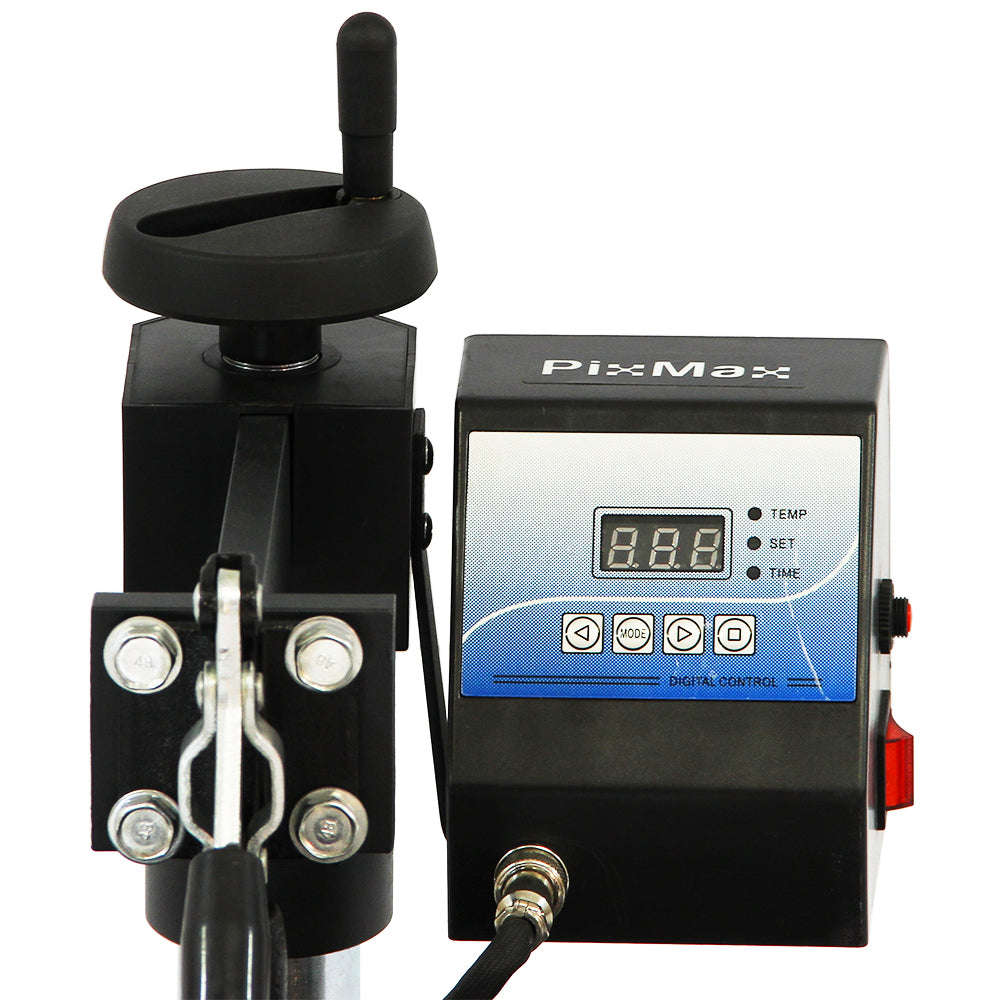 Schwarzes 5-in-1-Gerät mit digitalem Display, Steuerknopf und präzisen Temperatureinstellungen für Vinylschneiden und Druckanwendungen