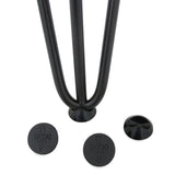 Schwarze Haarnadelbein-Schoner aus robustem Kunststoff, 12 mm Durchmesser, ideal zum Schutz von Böden und Möbeln, mit rutschfester Oberfläche