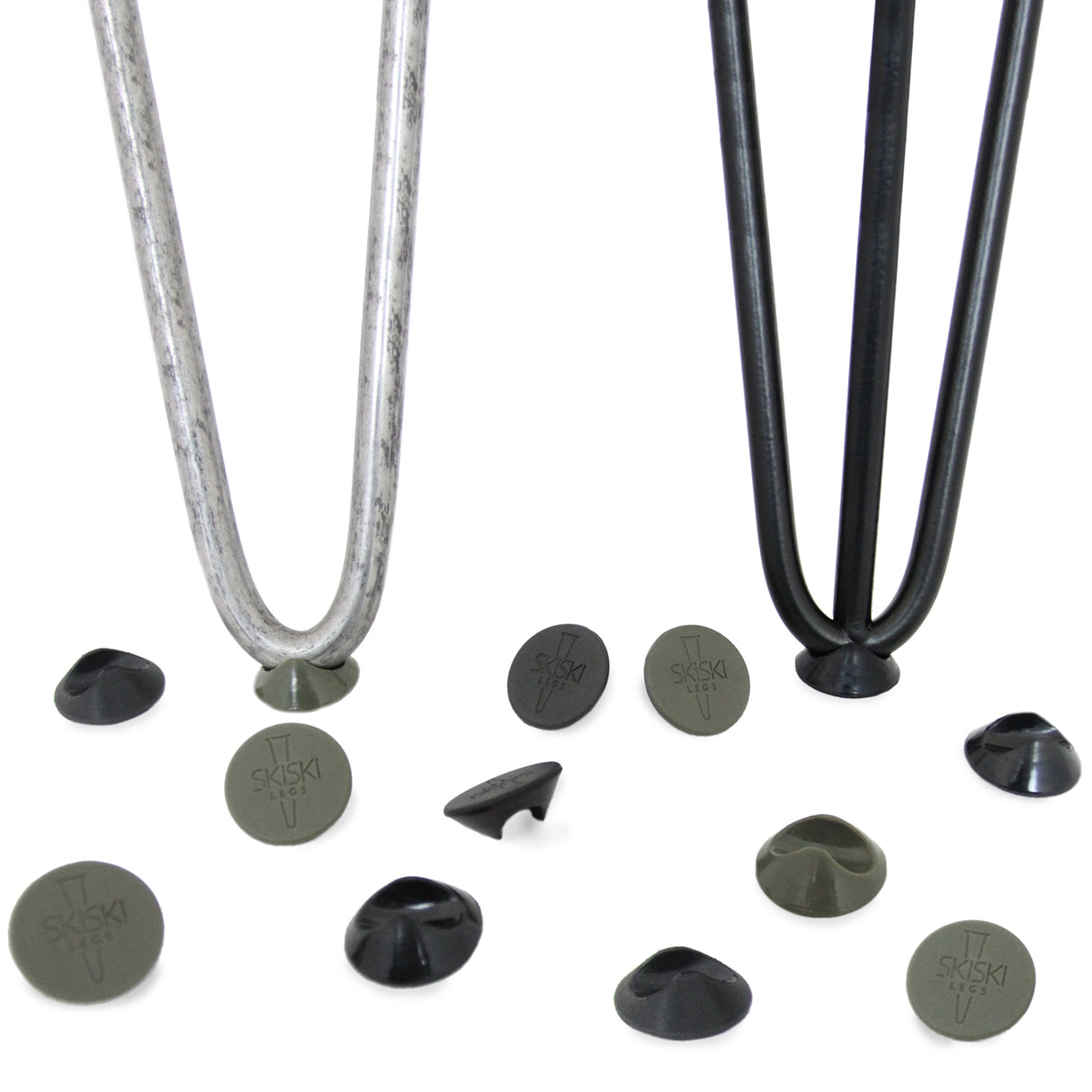 Schwarze Haarnadelbein-Schoner aus robustem Material, 10 mm Durchmesser, ideal zum Schutz von Skiern, mit rutschfester Oberfläche und verschiedenen Farben