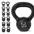 Gusseisen Kettlebell mit einem Gewicht von 6 kg, schwarz, runde Form, griffiger, breiter Griff für sicheres Training und vielseitige Übungen