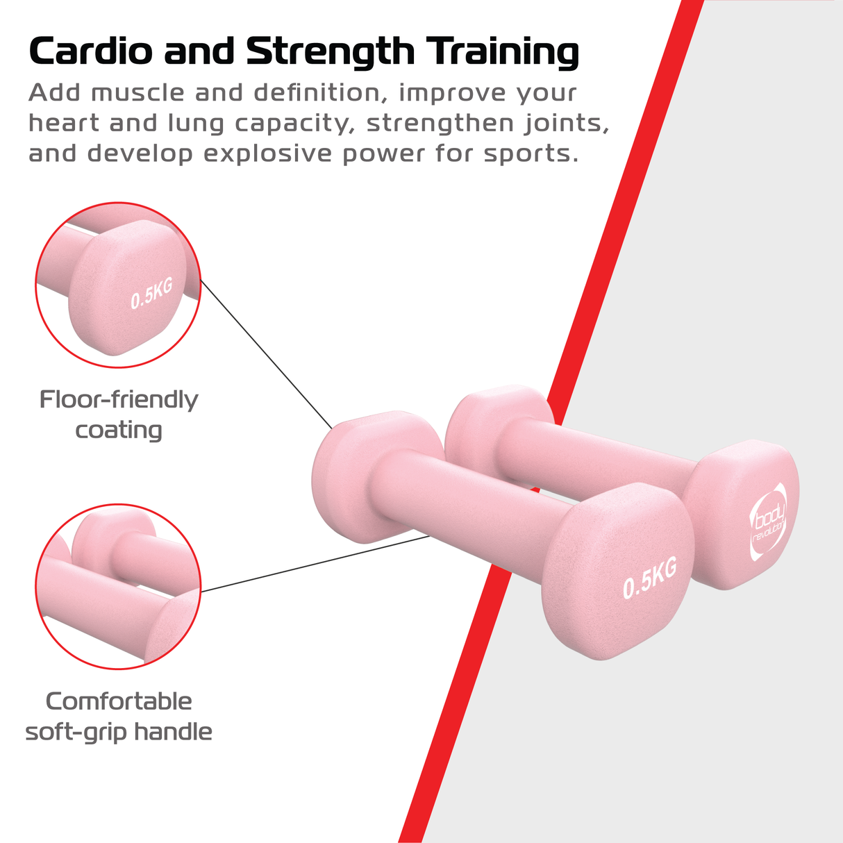 2 Neopren-Hanteln à 0,5 kg