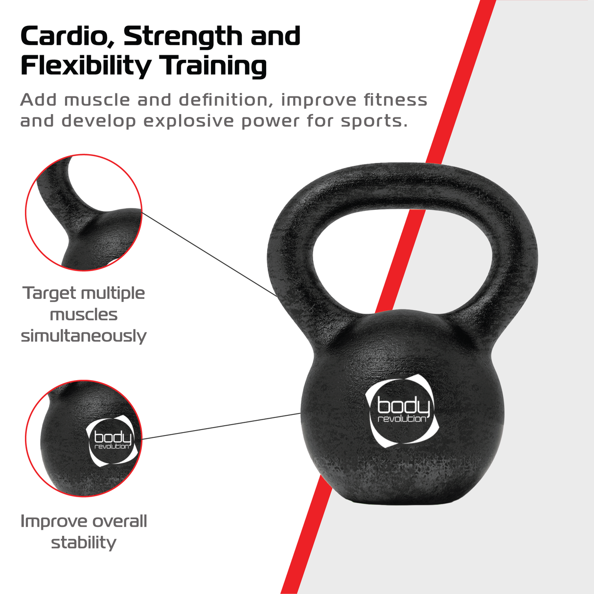 Gusseisen Kettlebell mit schwarzer, strukturierter Oberfläche, 2 kg, runder Form und breitem Griff für vielseitiges Krafttraining und Stabilität