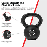 Gusseisen-Kettlebell mit 6 kg, schwarz, runde Form, ergonomischer Griff für vielseitiges Krafttraining und verbesserte Stabilität