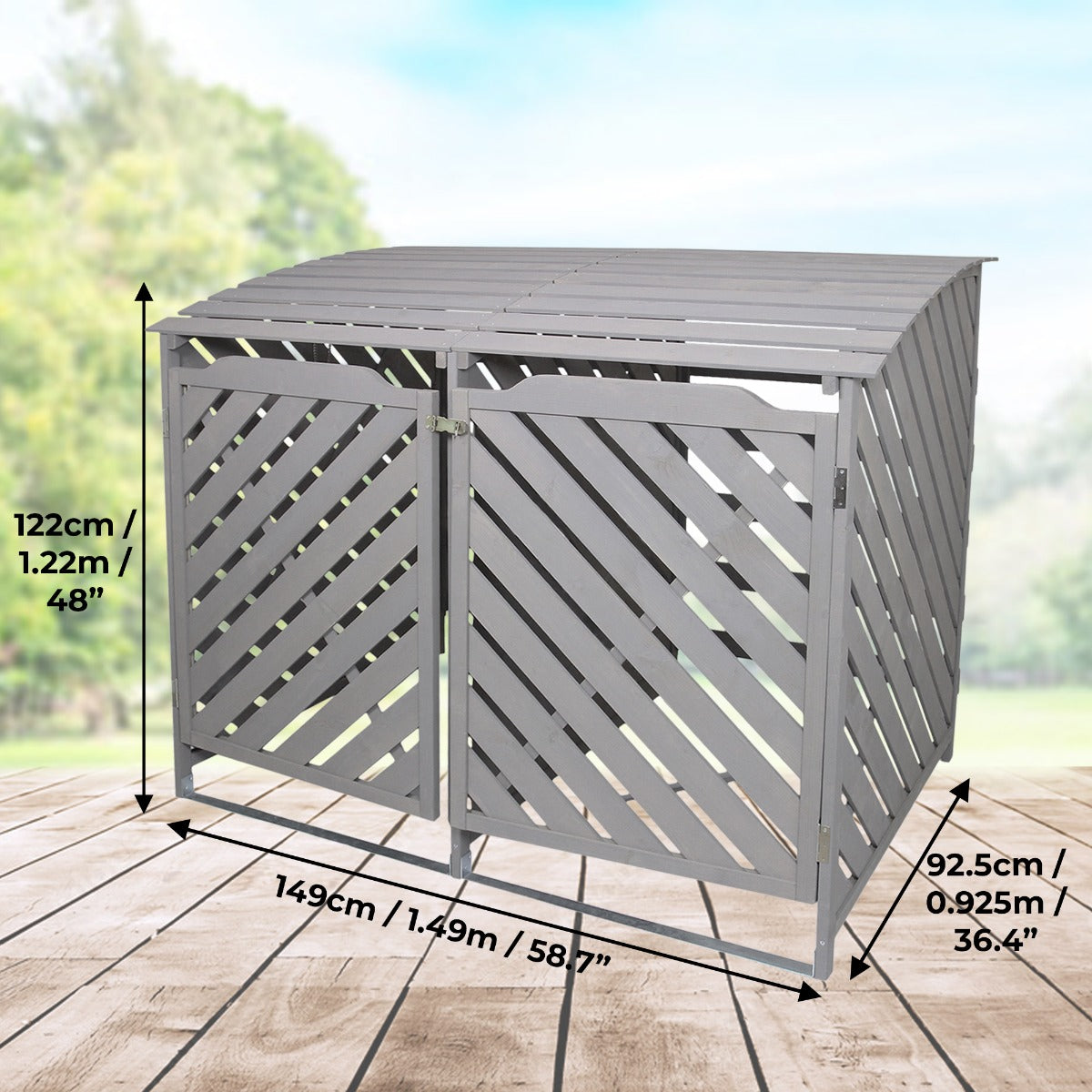 Mülltonnenverkleidung 2er Tonnen 240L - Holz grau gewaschen