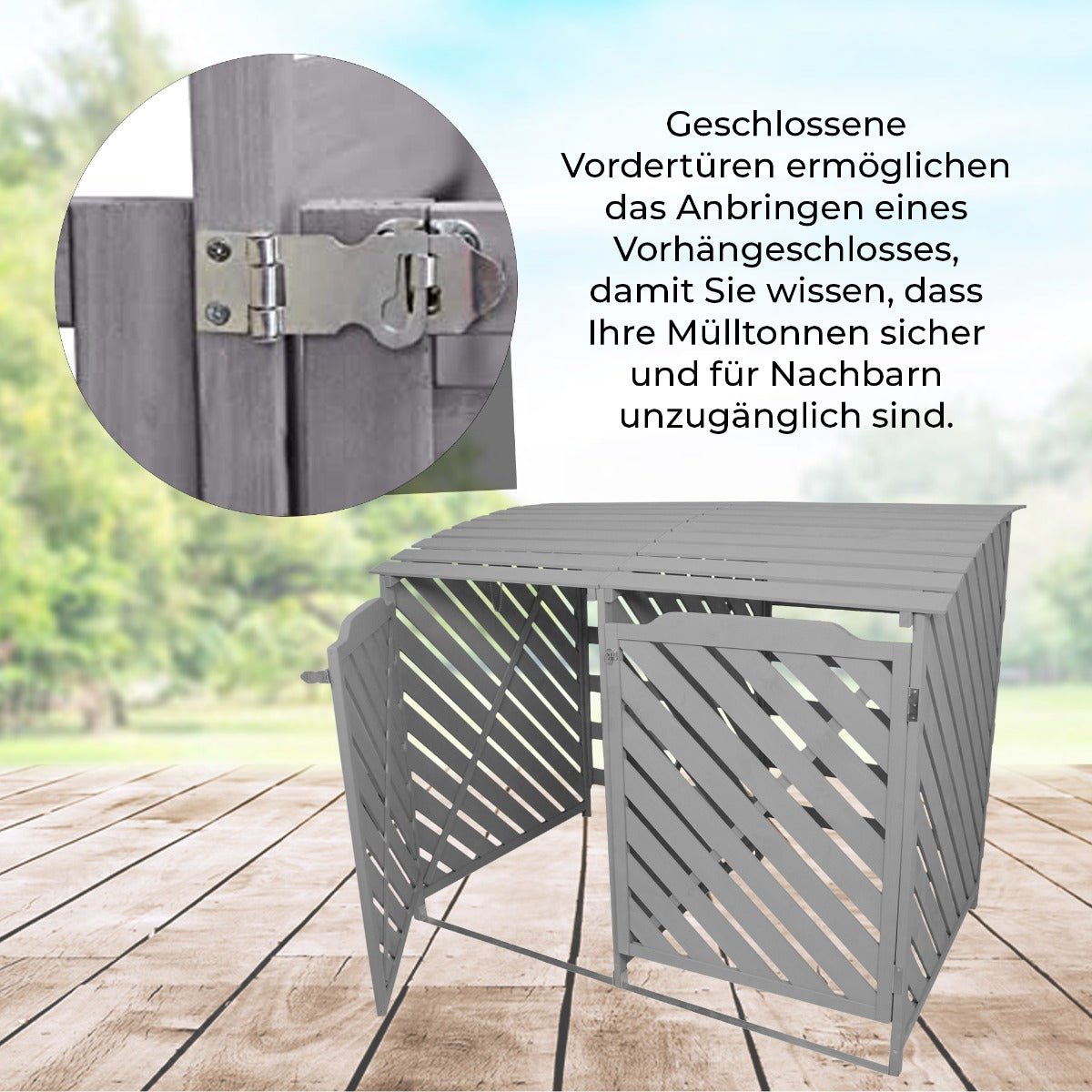 Mülltonnenverkleidung 2er Tonnen 240L - Holz grau gewaschen