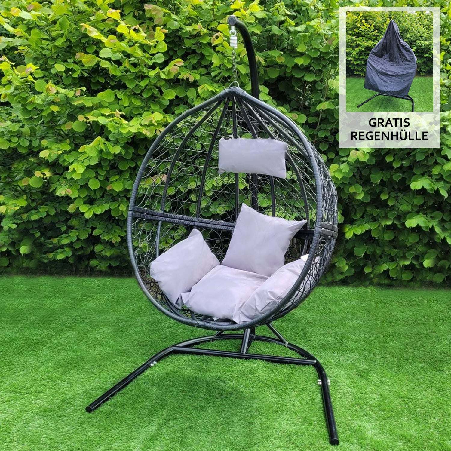 Polyrattan Hängesessel Schwarz
