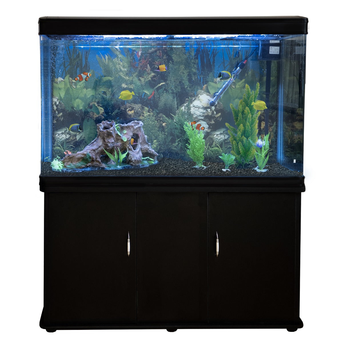 300L Aquarium Komplettset mit Unterschrank und schwarzem Kies