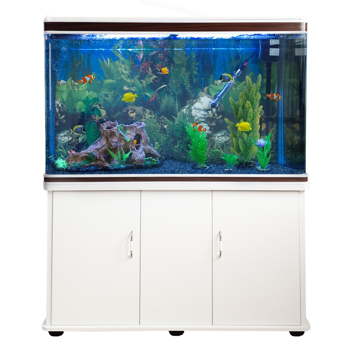 300L Aquarium Komplettset mit Unterschrank  & blauer Kies