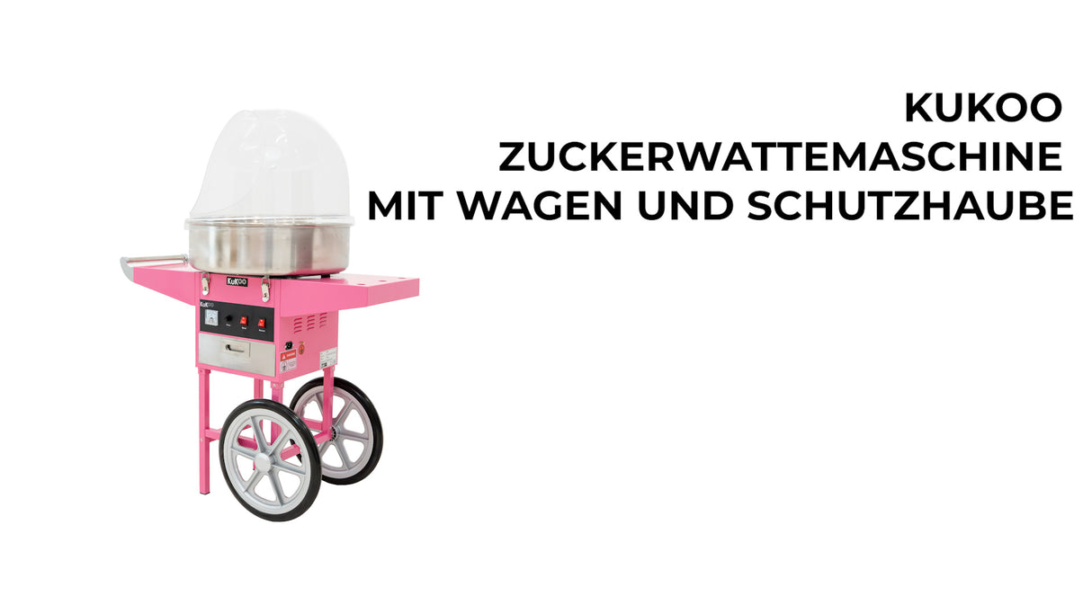 Zuckerwattemaschine mit passendem Wagen und Schutzhaube