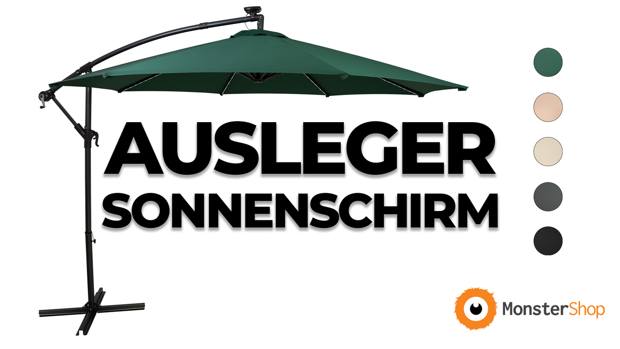 LED Ausleger-Sonnenschirm 3m - Creme