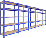 5x Monster Racking T-Rax 90cm Lagerregal Blau mit Gratis Gummihammer