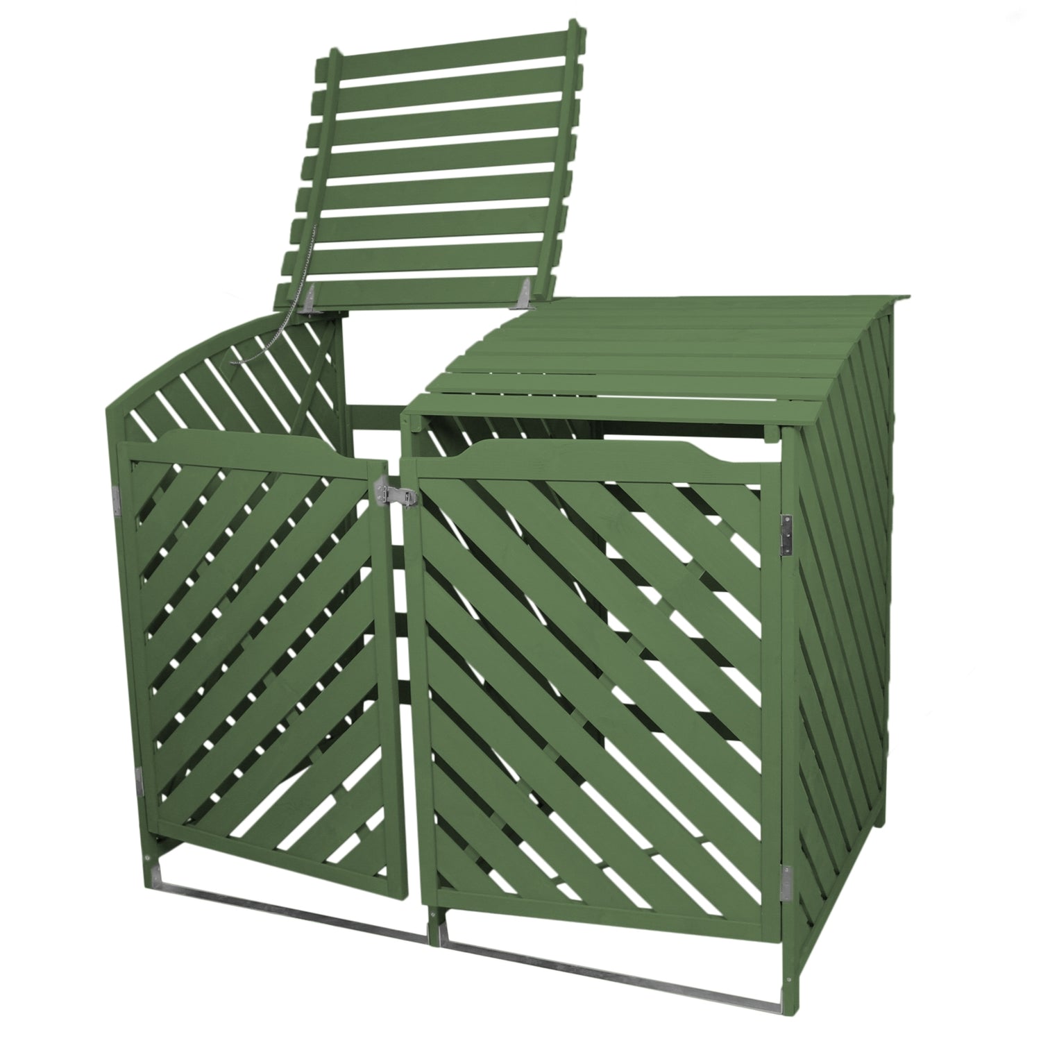 Mülltonnenbox Garten 2er Tonne Holz  - Salbeigrün