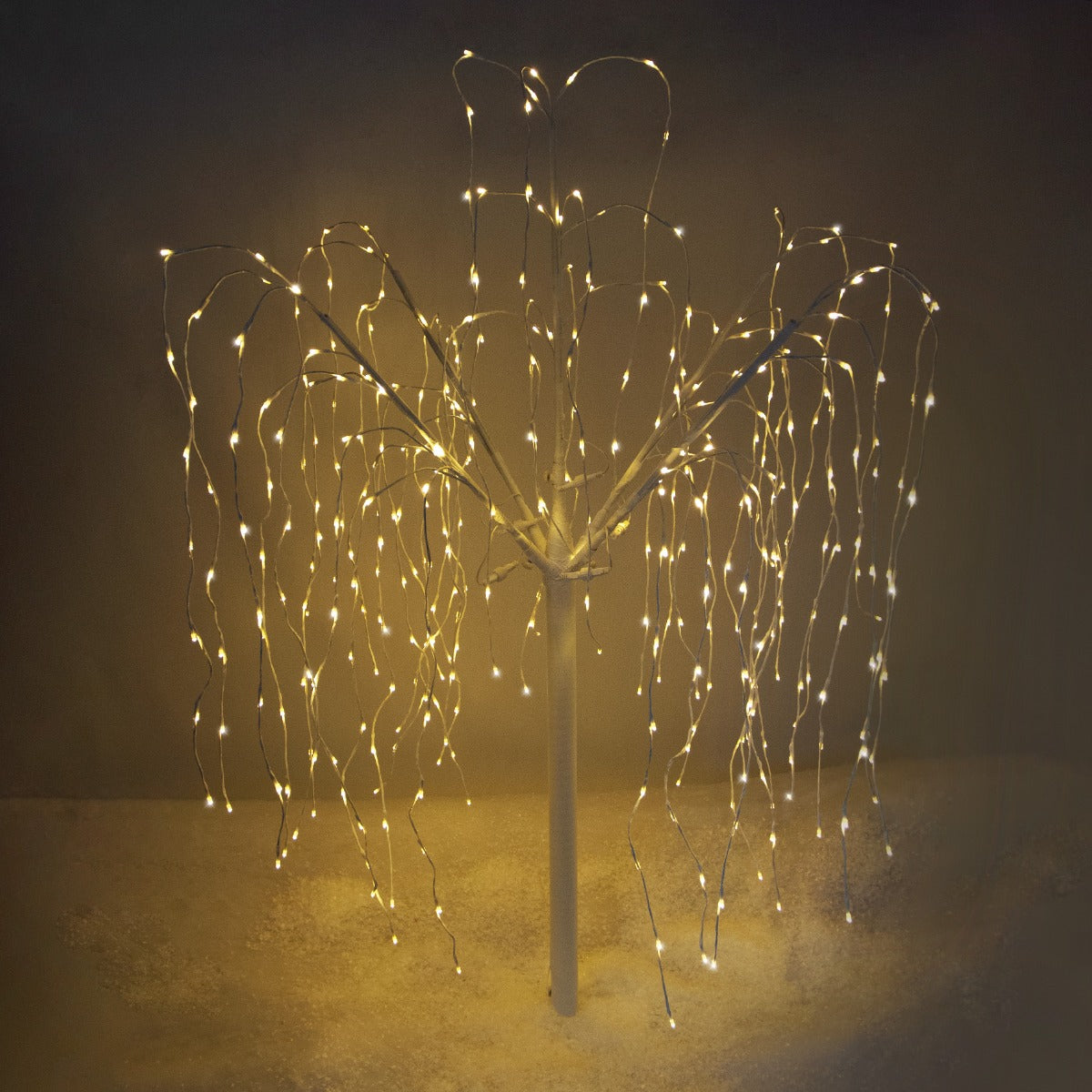 Hochzeitsbogen - Silber & 1 x Trauerweidenbaum Weiß 180cm Warmweiß